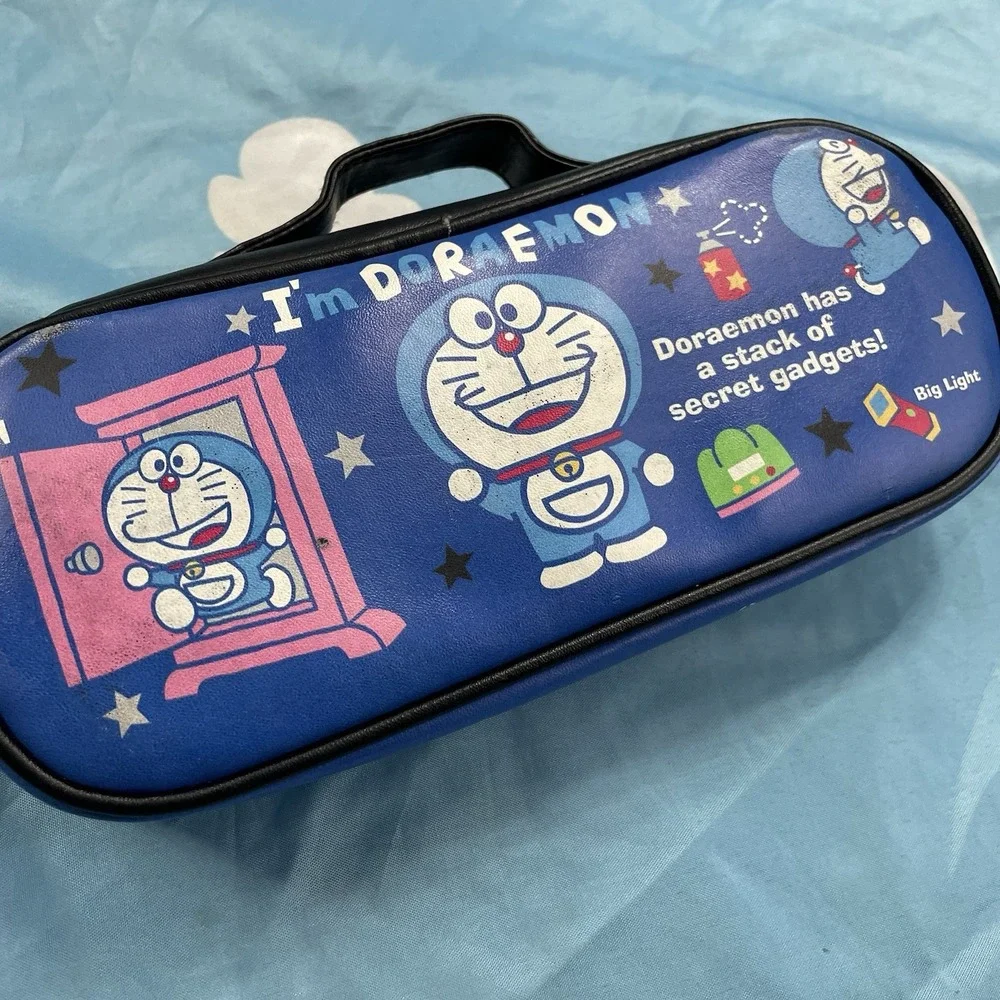 RARE Doraemon Blue Pencil Case Box Japan Anime 22nd Century Robot Vintage Style